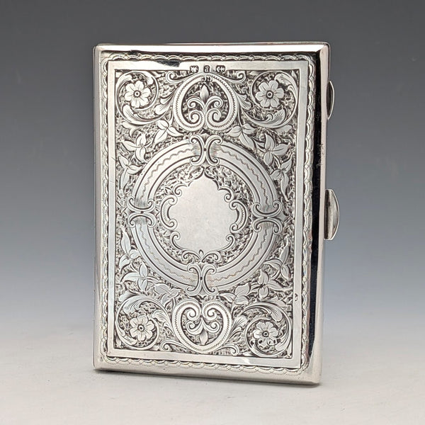 1898年 英国アンティーク 純銀製 両開き型カードケース 83g Charles Chesterman